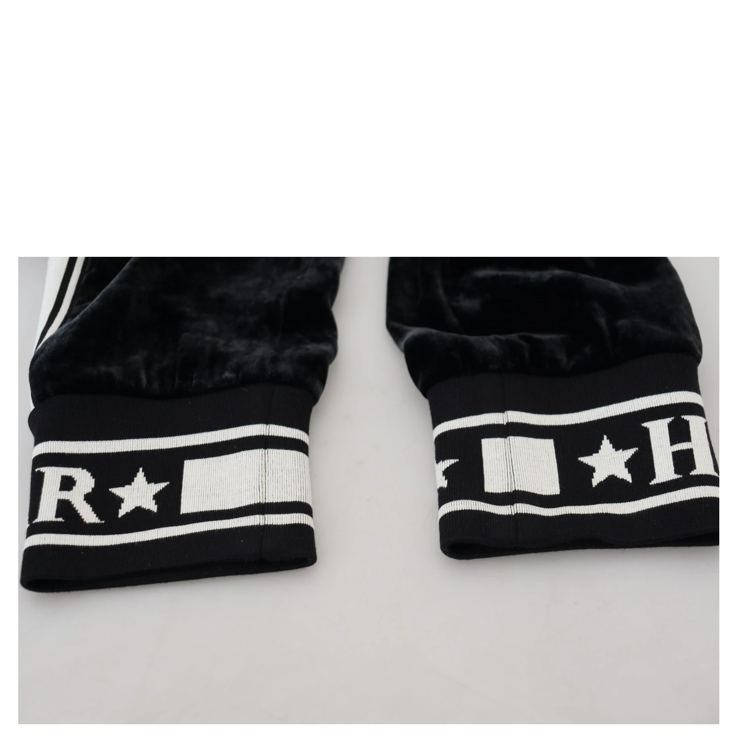 Black DG Logo Velvet Trouser Pants