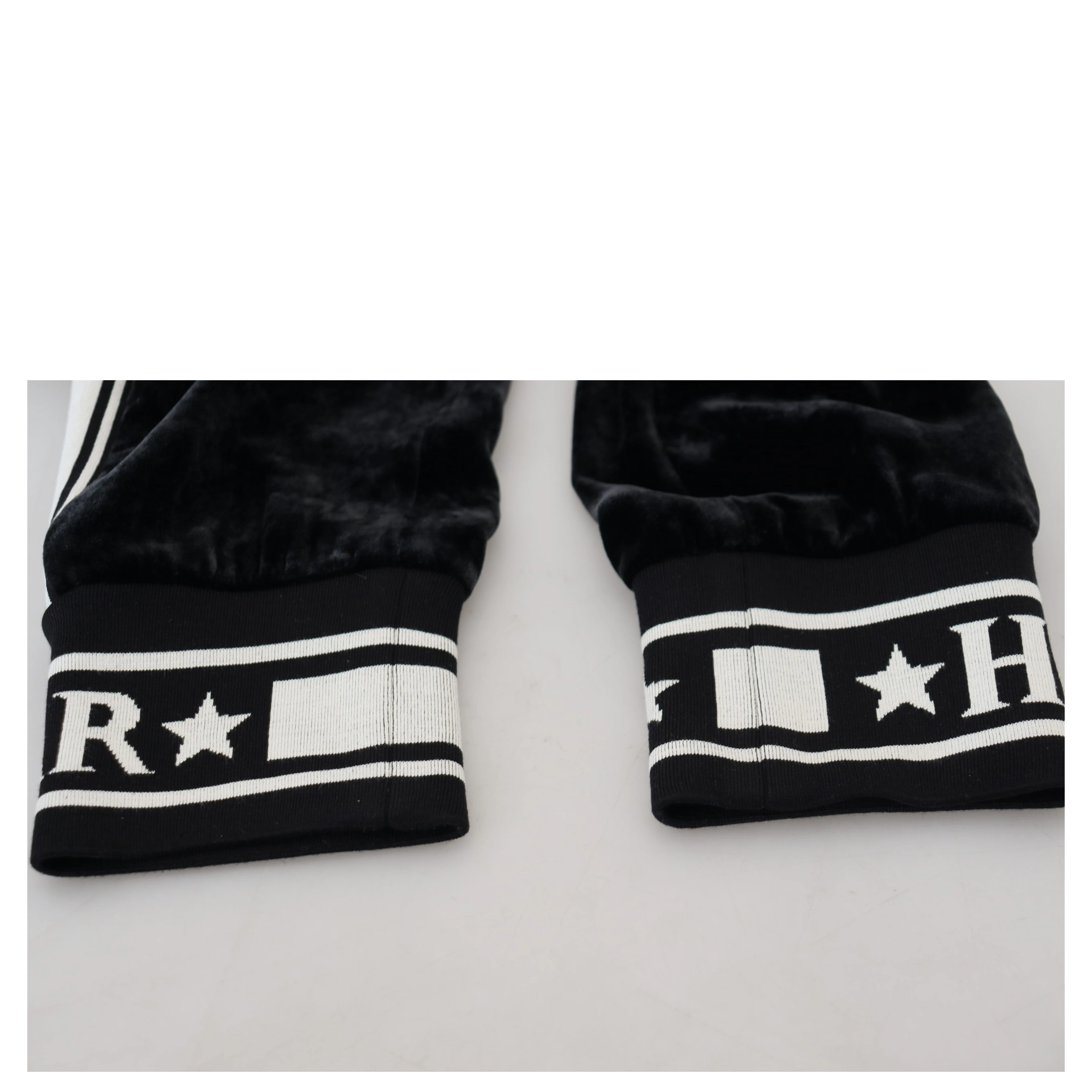 Black DG Logo Velvet Trouser Pants
