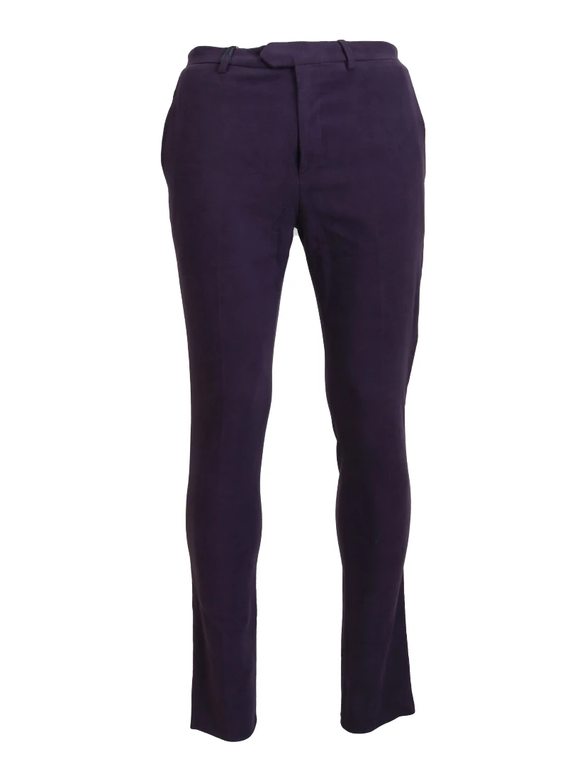 Purple Pure Cotton Tapered Mens Pants