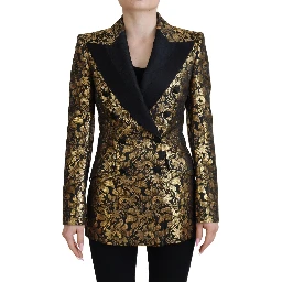Black Gold Jacquard Coat Blazer Jacket