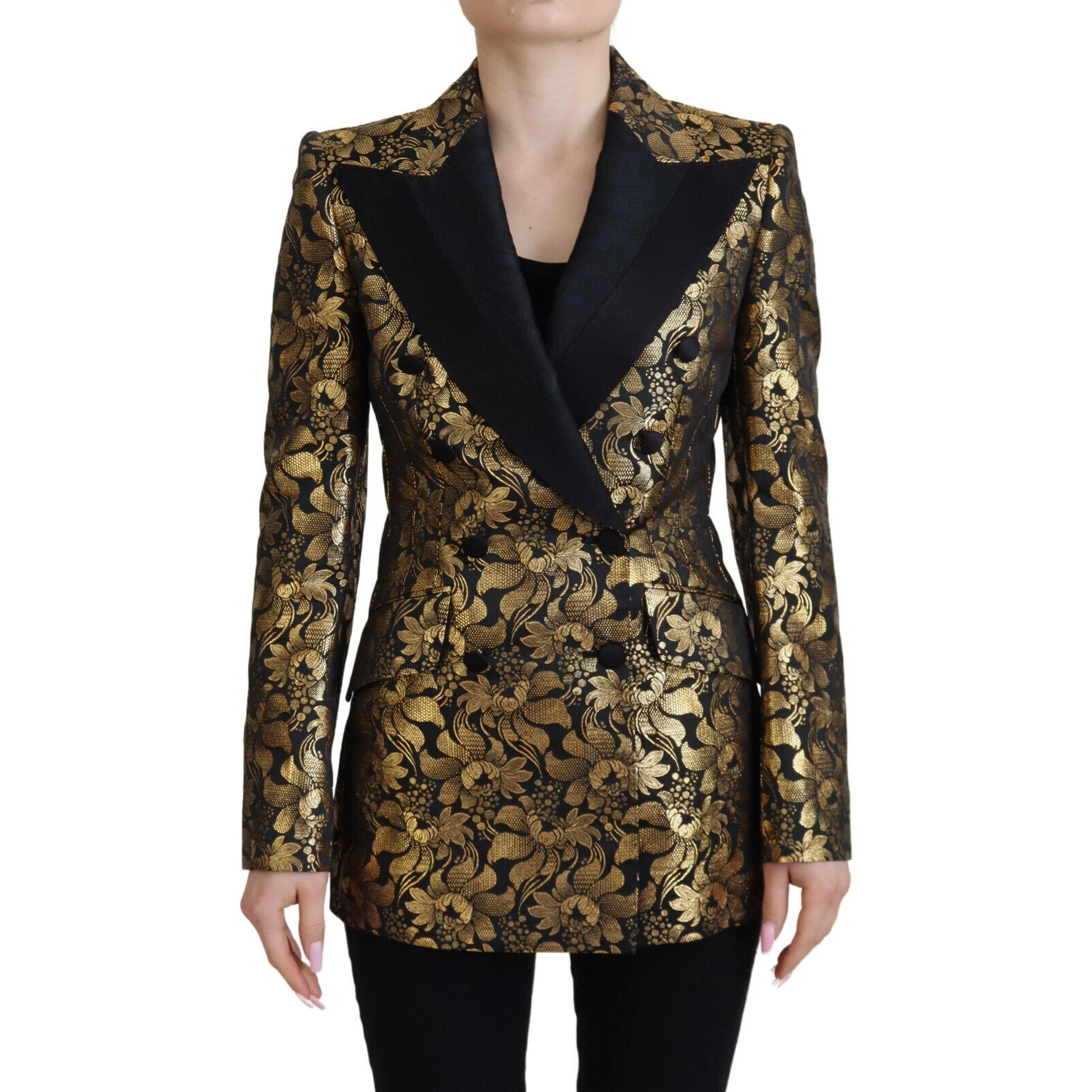 Black Gold Jacquard Coat Blazer Jacket