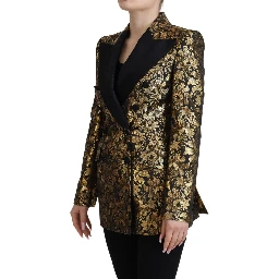 Black Gold Jacquard Coat Blazer Jacket