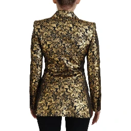 Black Gold Jacquard Coat Blazer Jacket
