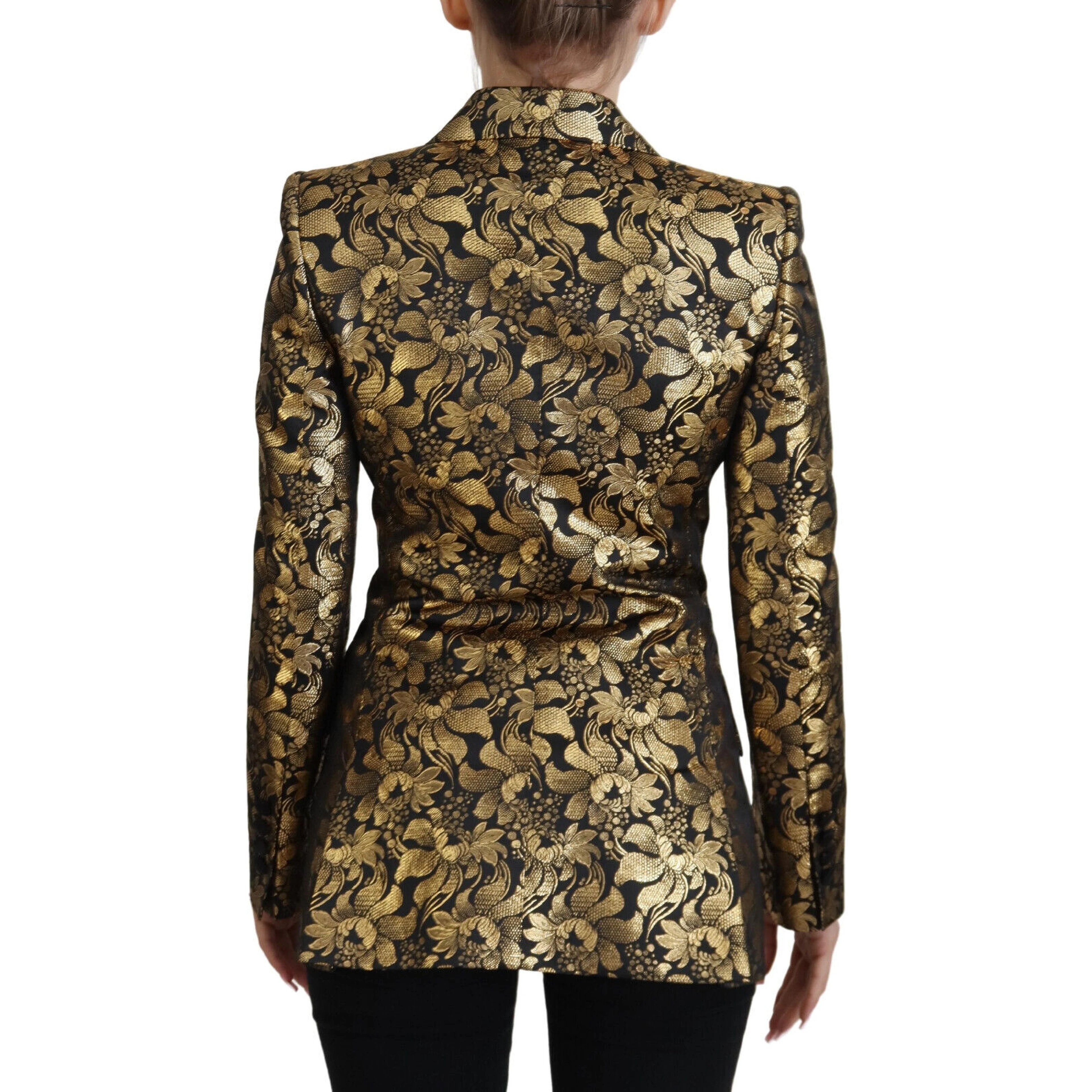 Black Gold Jacquard Coat Blazer Jacket