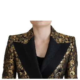 Black Gold Jacquard Coat Blazer Jacket