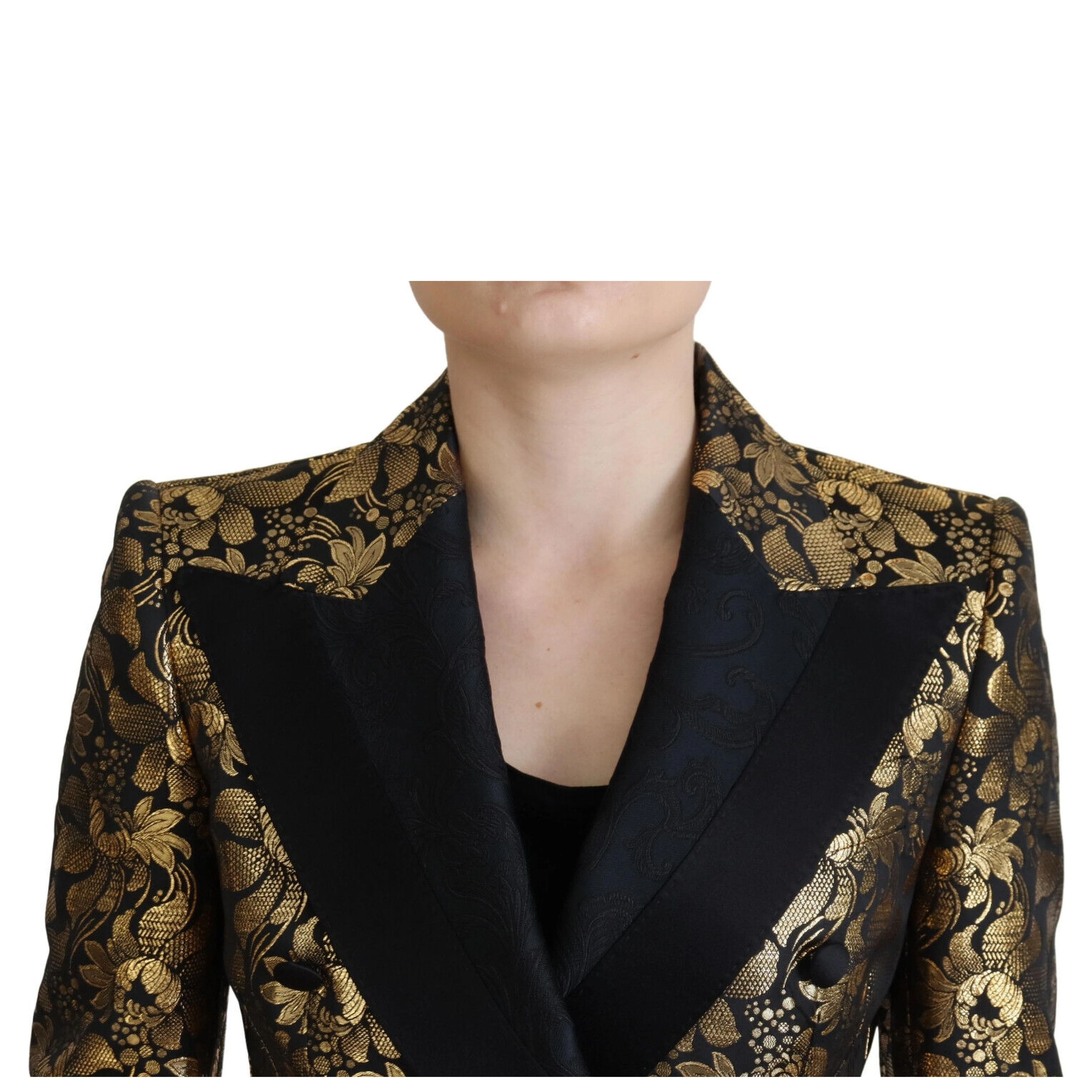 Black Gold Jacquard Coat Blazer Jacket