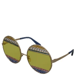Gold Oval Metal Crystals Shades DG2209B Sunglasses