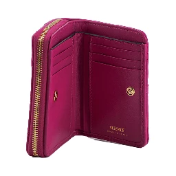 Purple Nappa Leather Bifold Zip Around Wallet