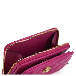 Purple Nappa Leather Bifold Zip Around Wallet