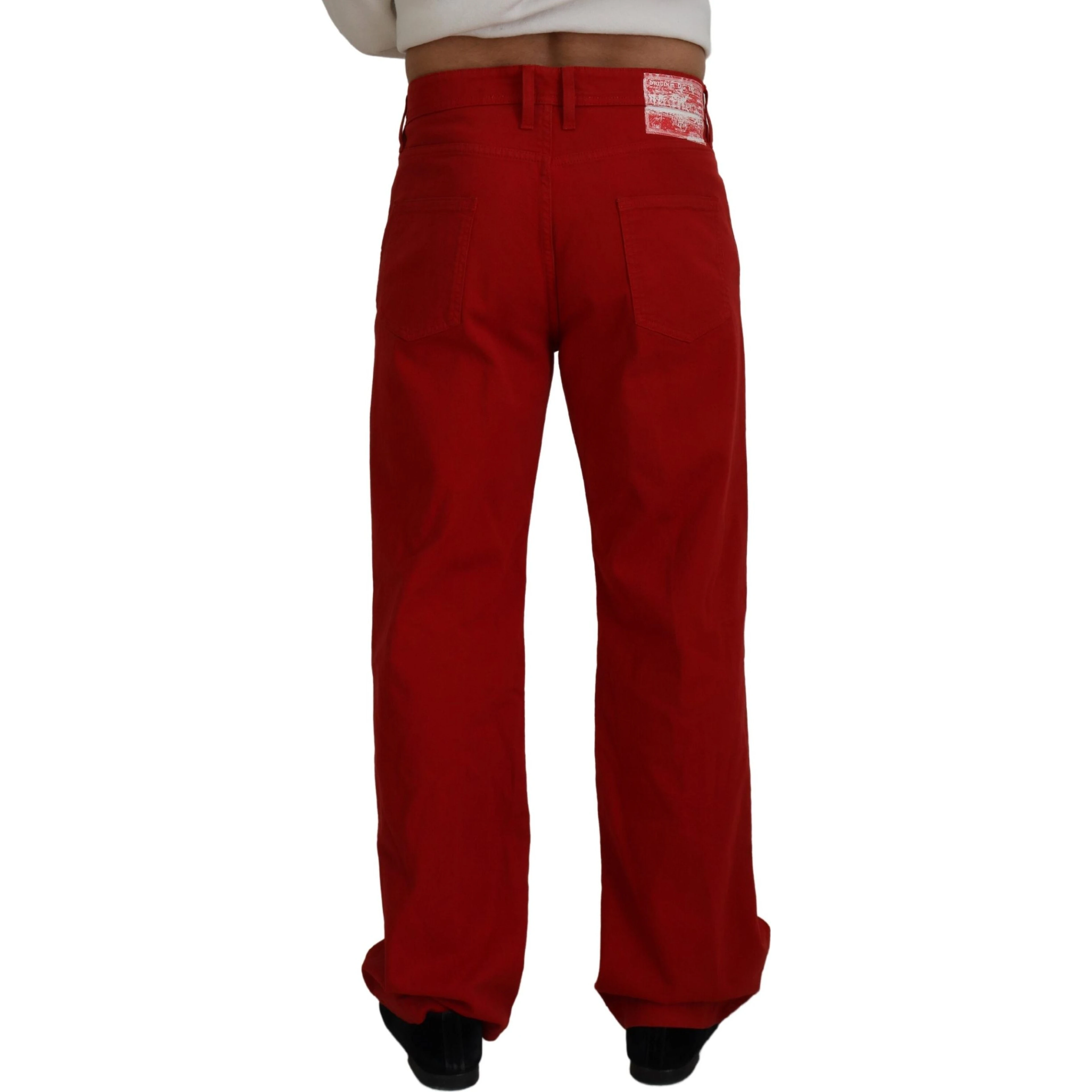 Red Cotton Straight Fit Men Denim Jeans