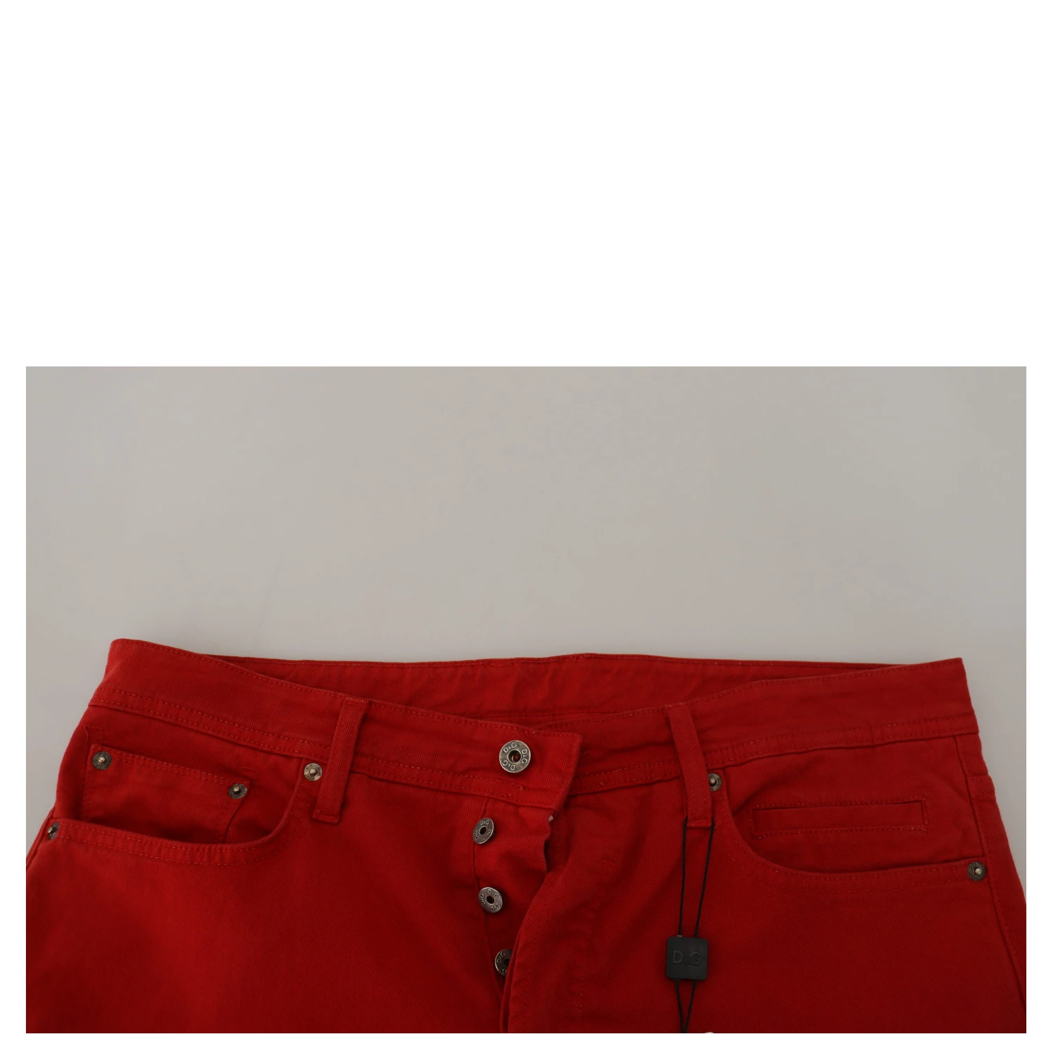 Red Cotton Straight Fit Men Denim Jeans