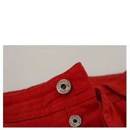 Red Cotton Straight Fit Men Denim Jeans