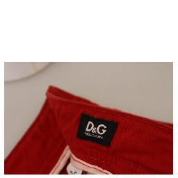 Red Cotton Straight Fit Men Denim Jeans