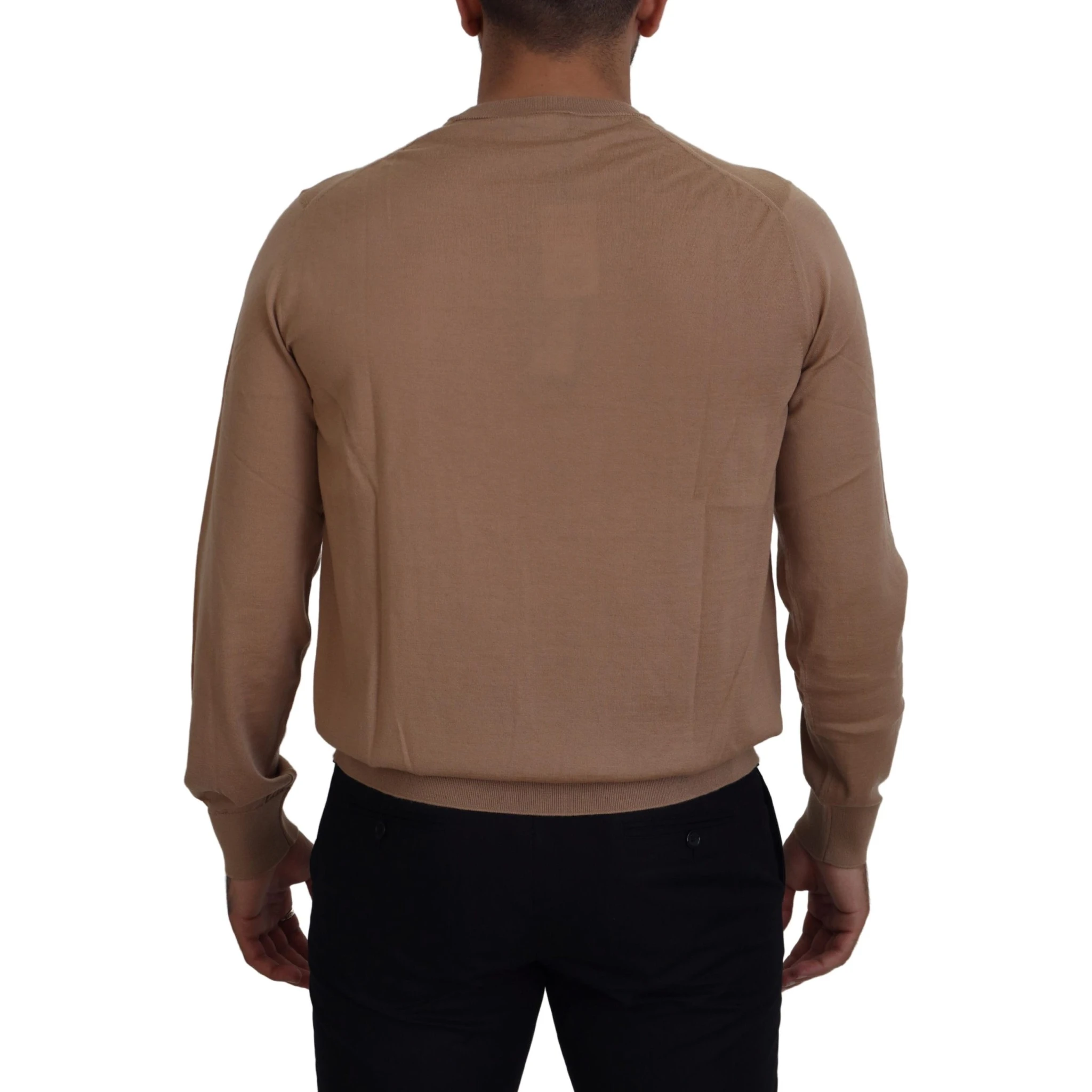 Beige Cashmere Crown Logo Pullover Sweater