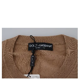Beige Cashmere Crown Logo Pullover Sweater