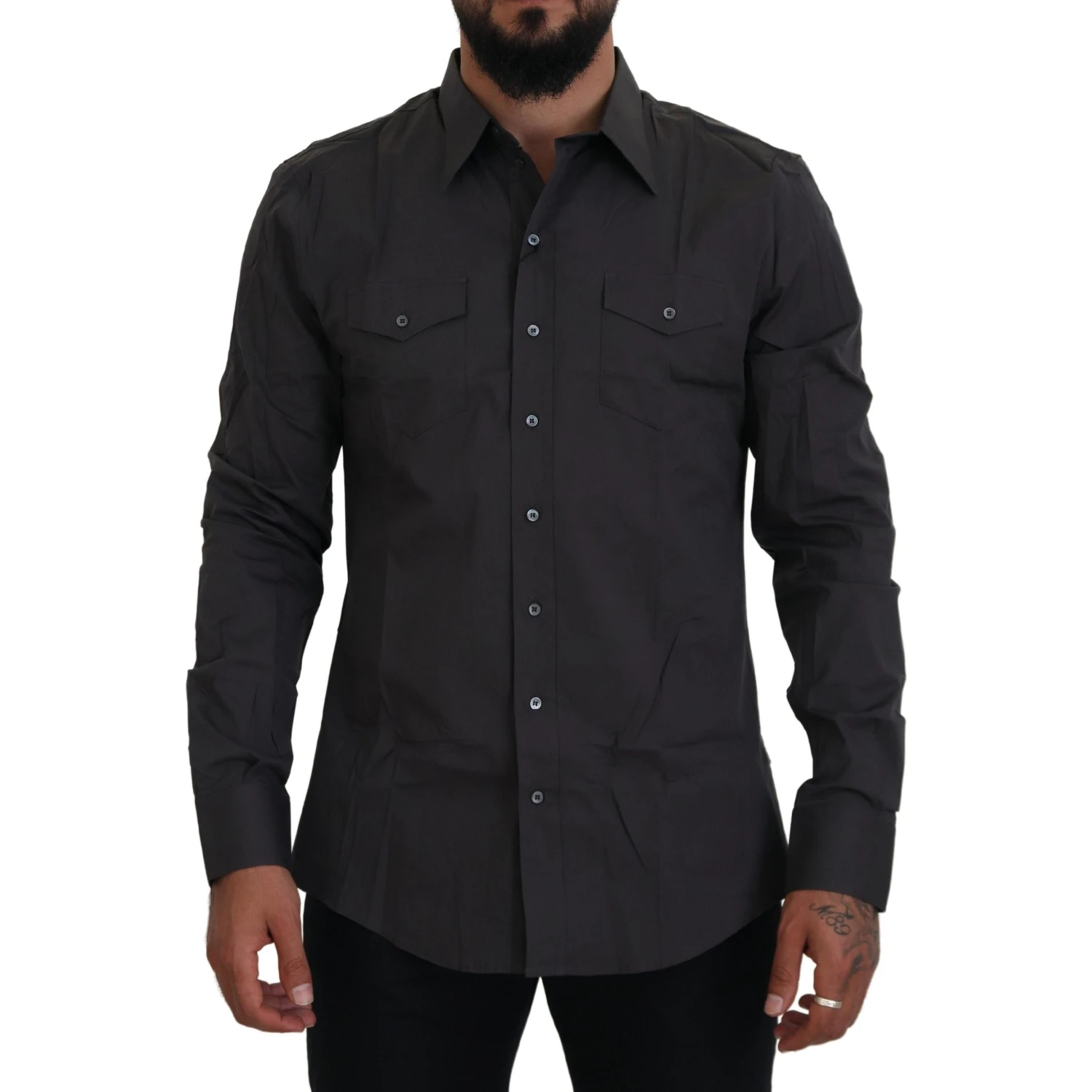 Gray SICILIA Slim Fit Stretch Dress Shirt