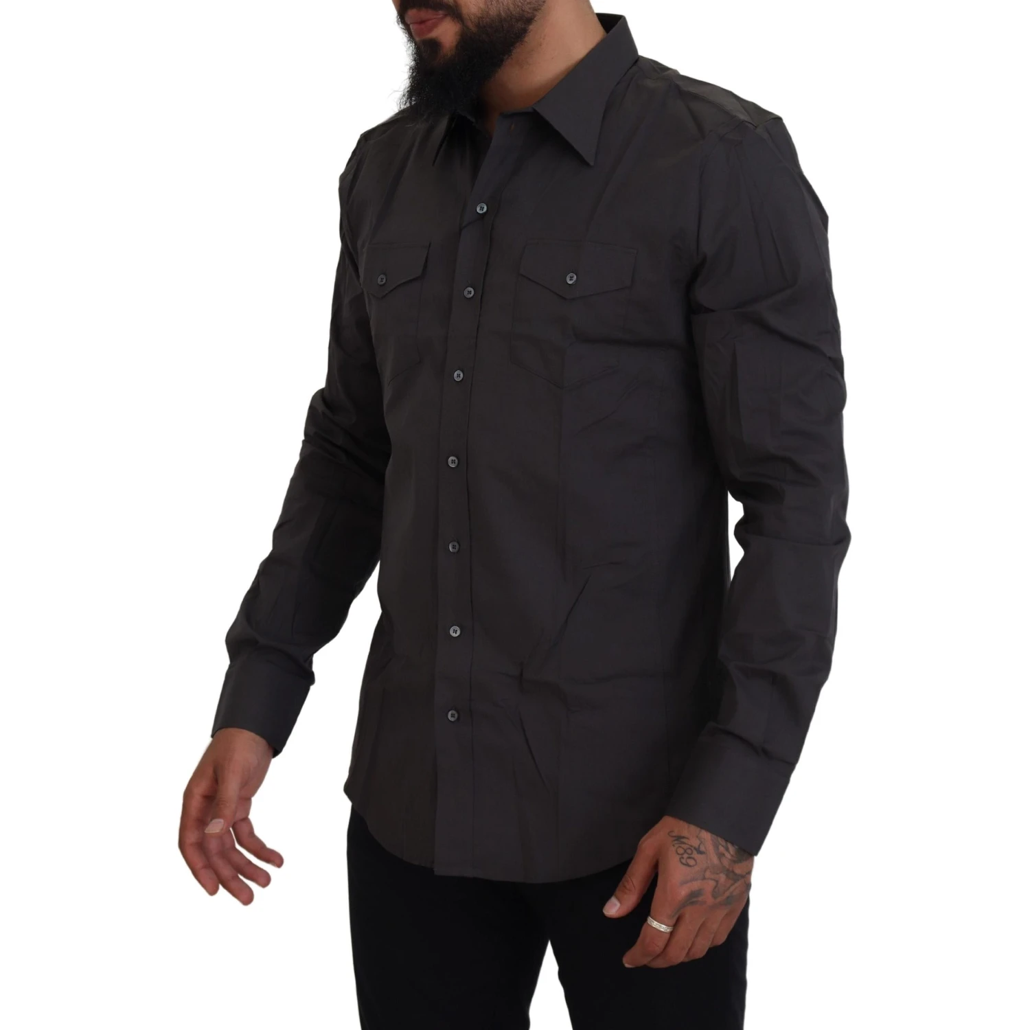 Gray SICILIA Slim Fit Stretch Dress Shirt