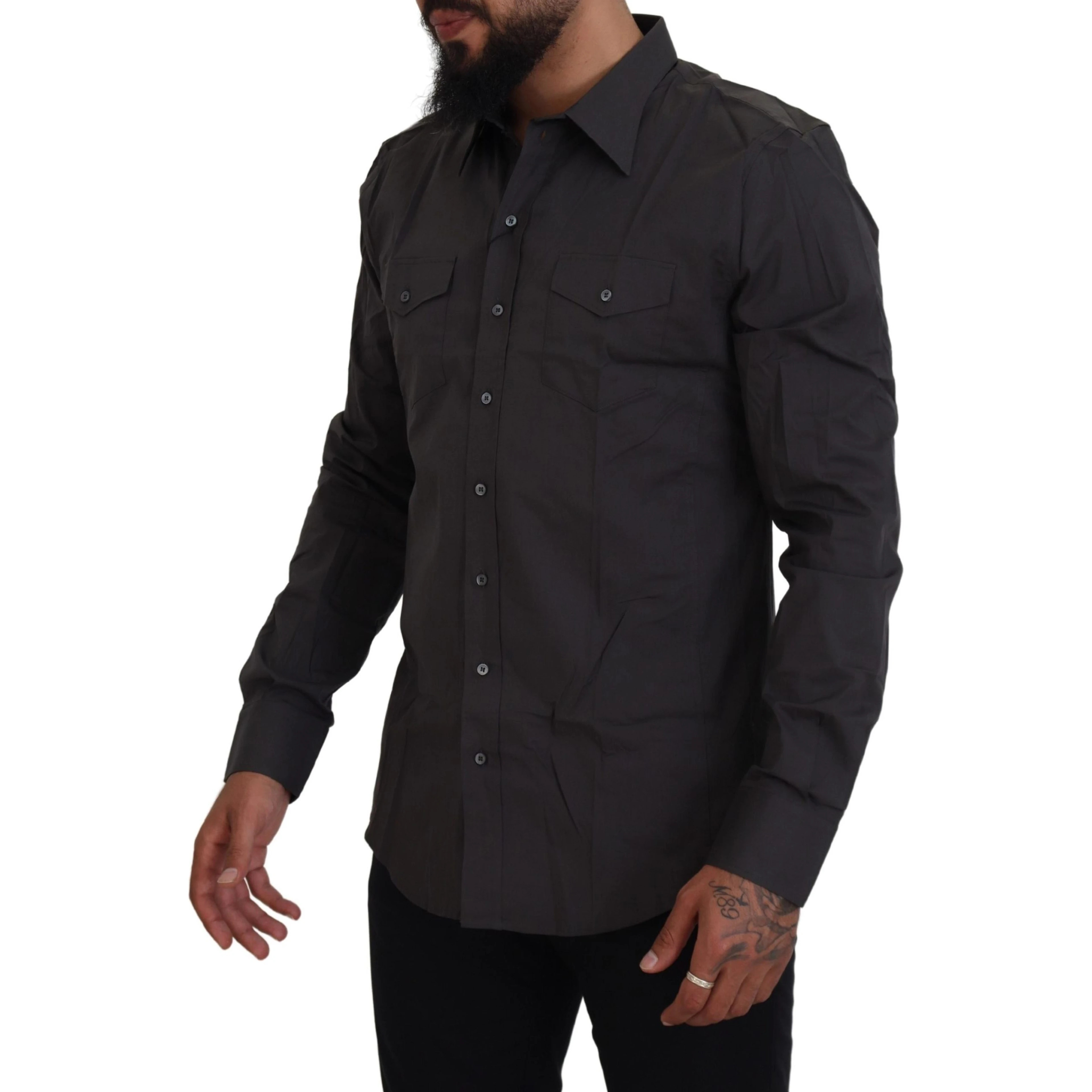 Gray SICILIA Slim Fit Stretch Dress Shirt