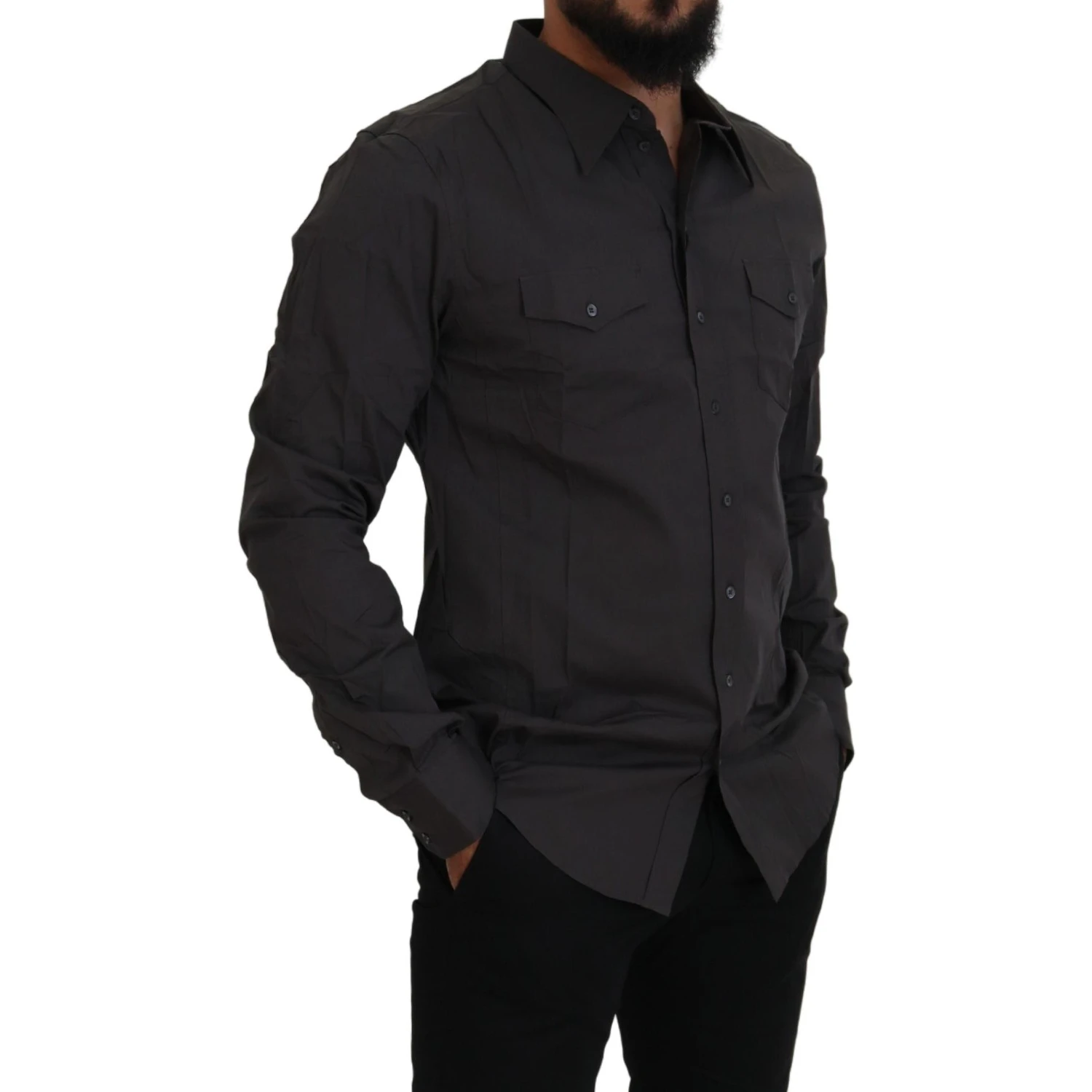 Gray SICILIA Slim Fit Stretch Dress Shirt