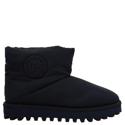 Blue Nylon Boots Padded Mid Calf Shoes