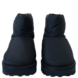 Blue Nylon Boots Padded Mid Calf Shoes