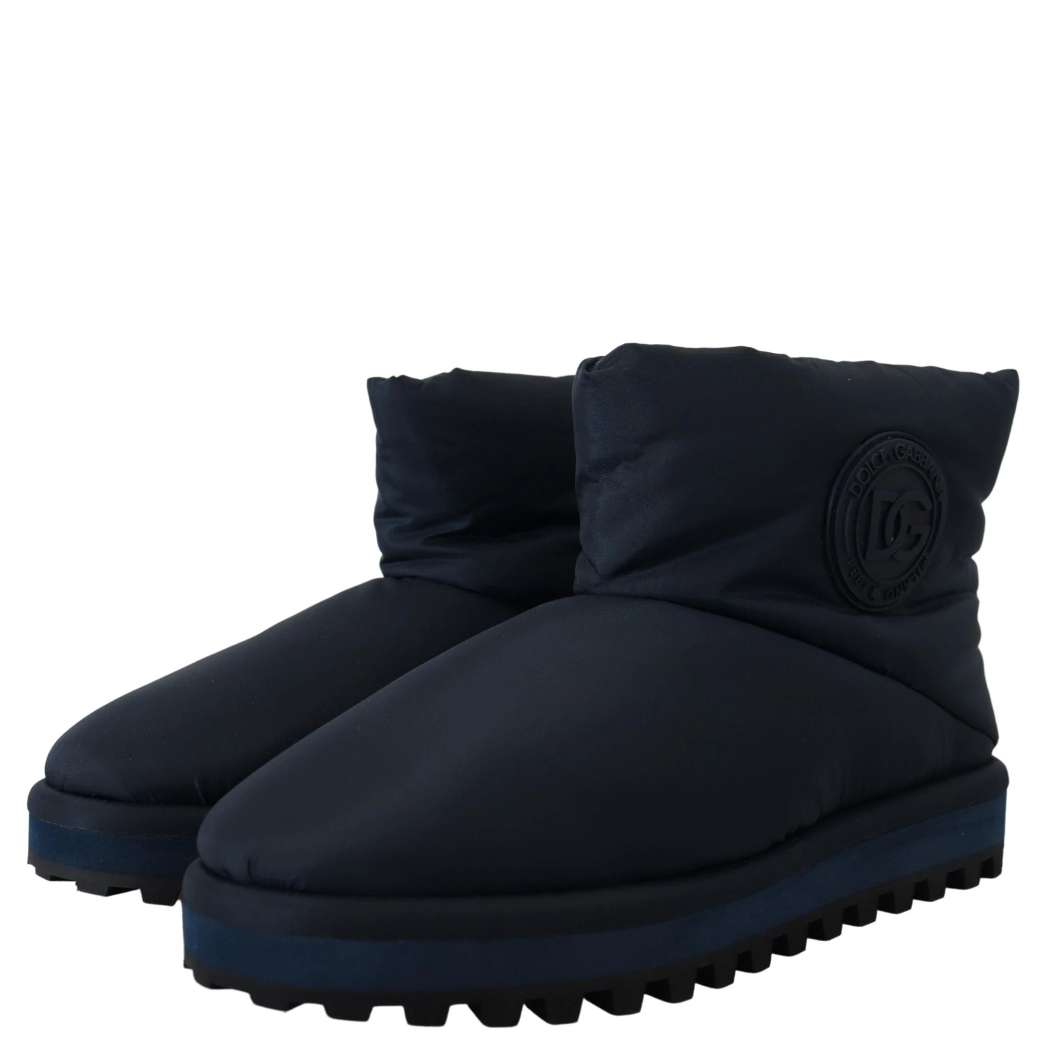 Blue Nylon Boots Padded Mid Calf Shoes