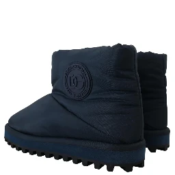 Blue Nylon Boots Padded Mid Calf Shoes