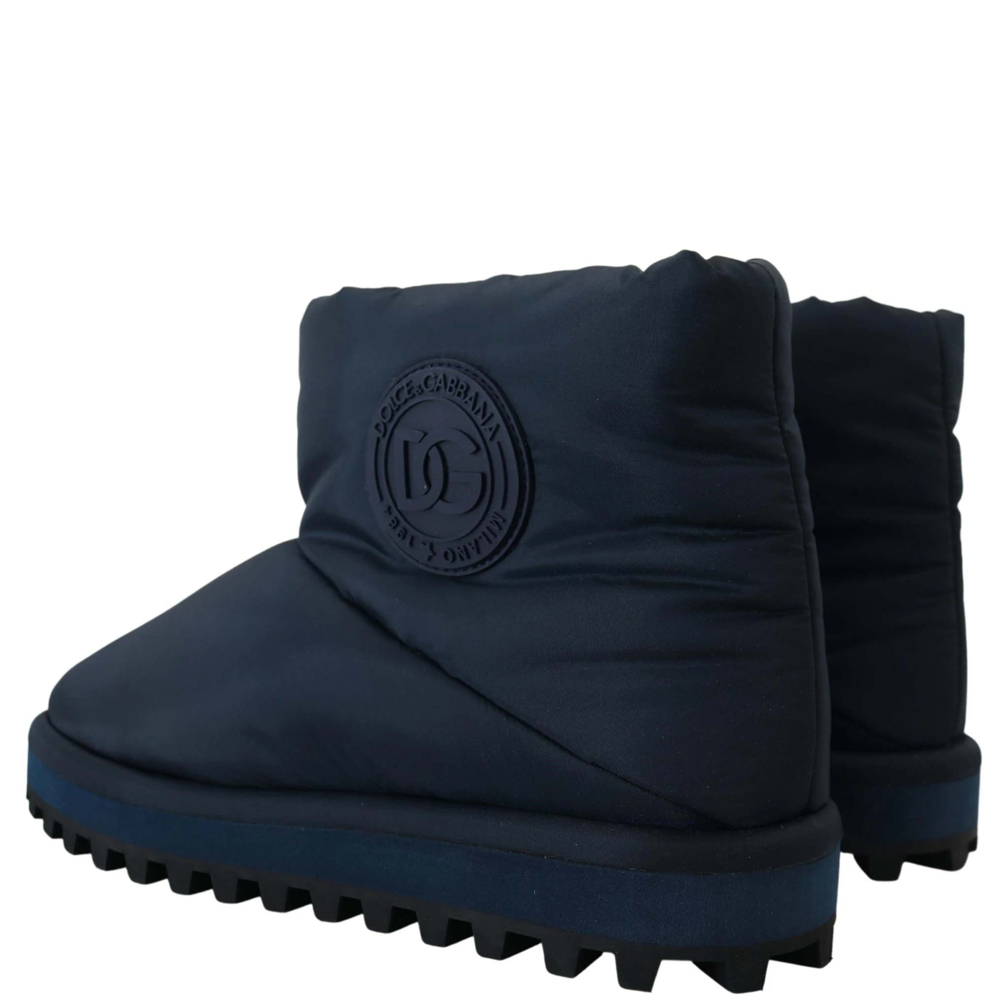 Blue Nylon Boots Padded Mid Calf Shoes