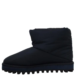 Blue Nylon Boots Padded Mid Calf Shoes