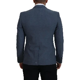 Blue Wool Stretch Slim Fit Jacket Blazer