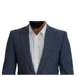 Blue Wool Stretch Slim Fit Jacket Blazer