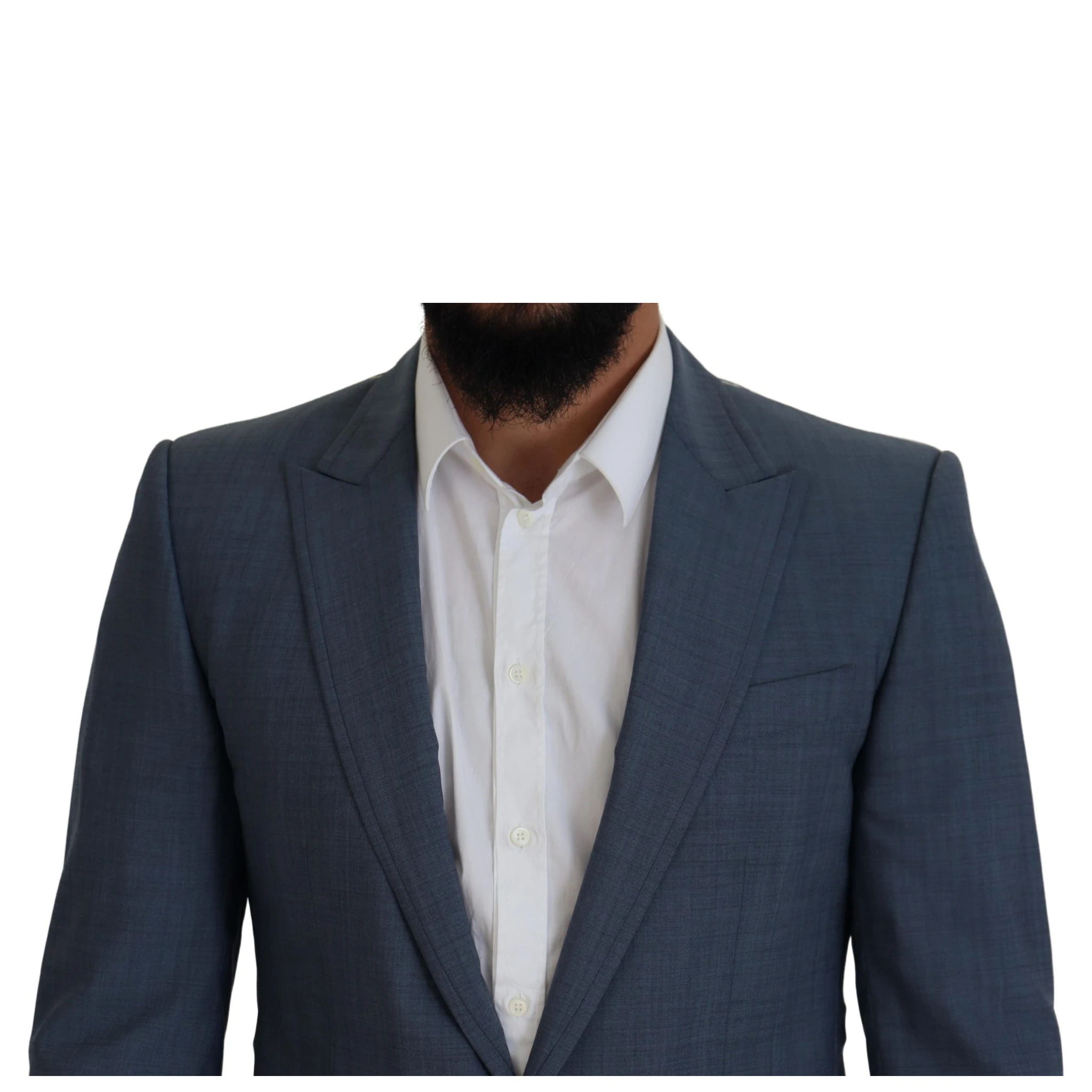 Blue Wool Stretch Slim Fit Jacket Blazer