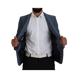 Blue Wool Stretch Slim Fit Jacket Blazer
