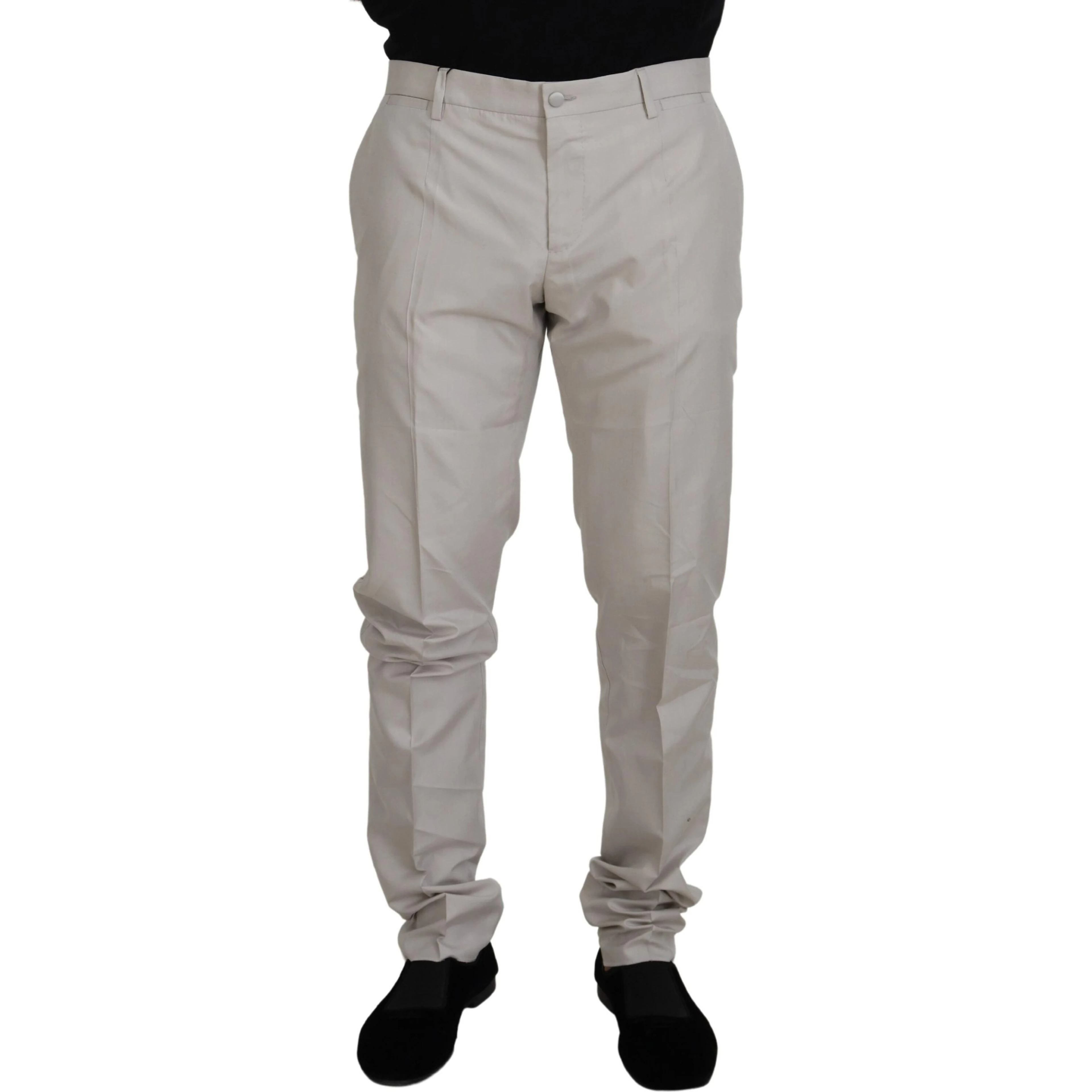 Off White Silk Mid Waist Chino Pants