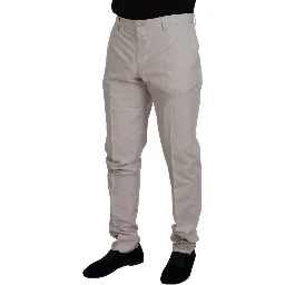Off White Silk Mid Waist Chino Pants