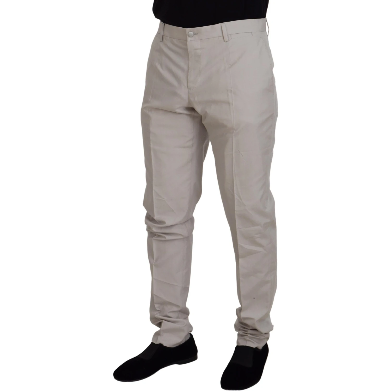 Off White Silk Mid Waist Chino Pants