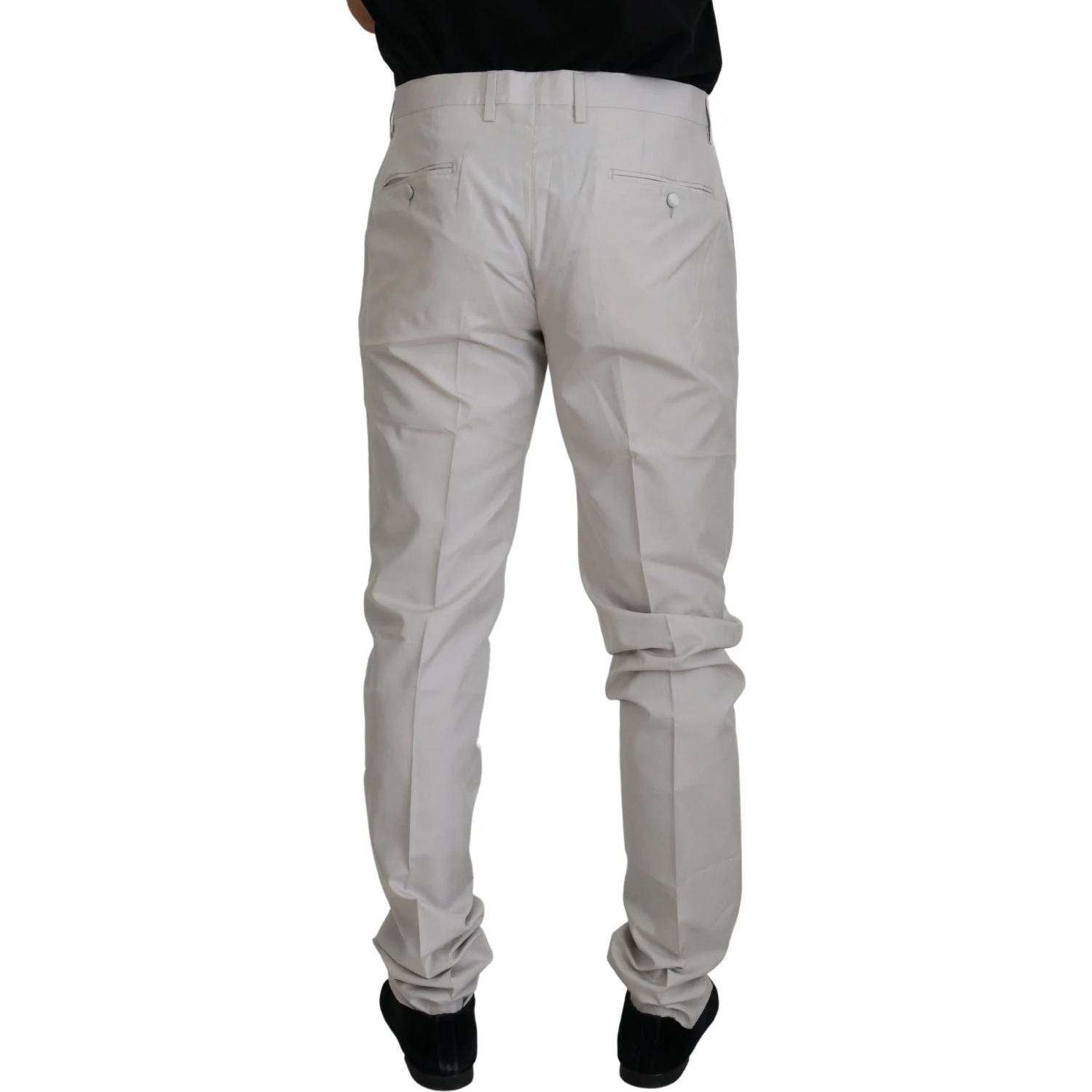 Off White Silk Mid Waist Chino Pants