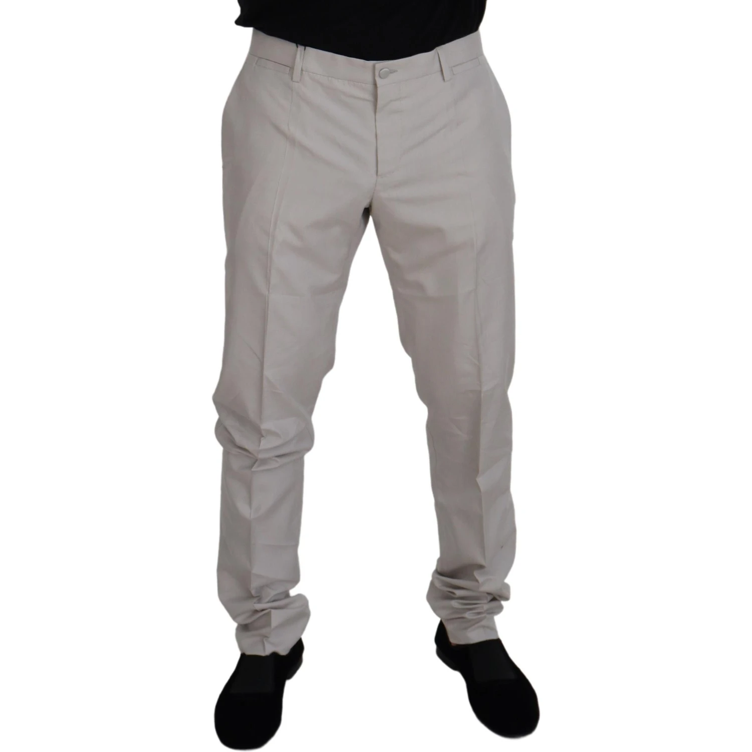 Off White Silk Mid Waist Chino Pants