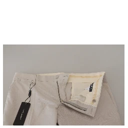 Off White Silk Mid Waist Chino Pants