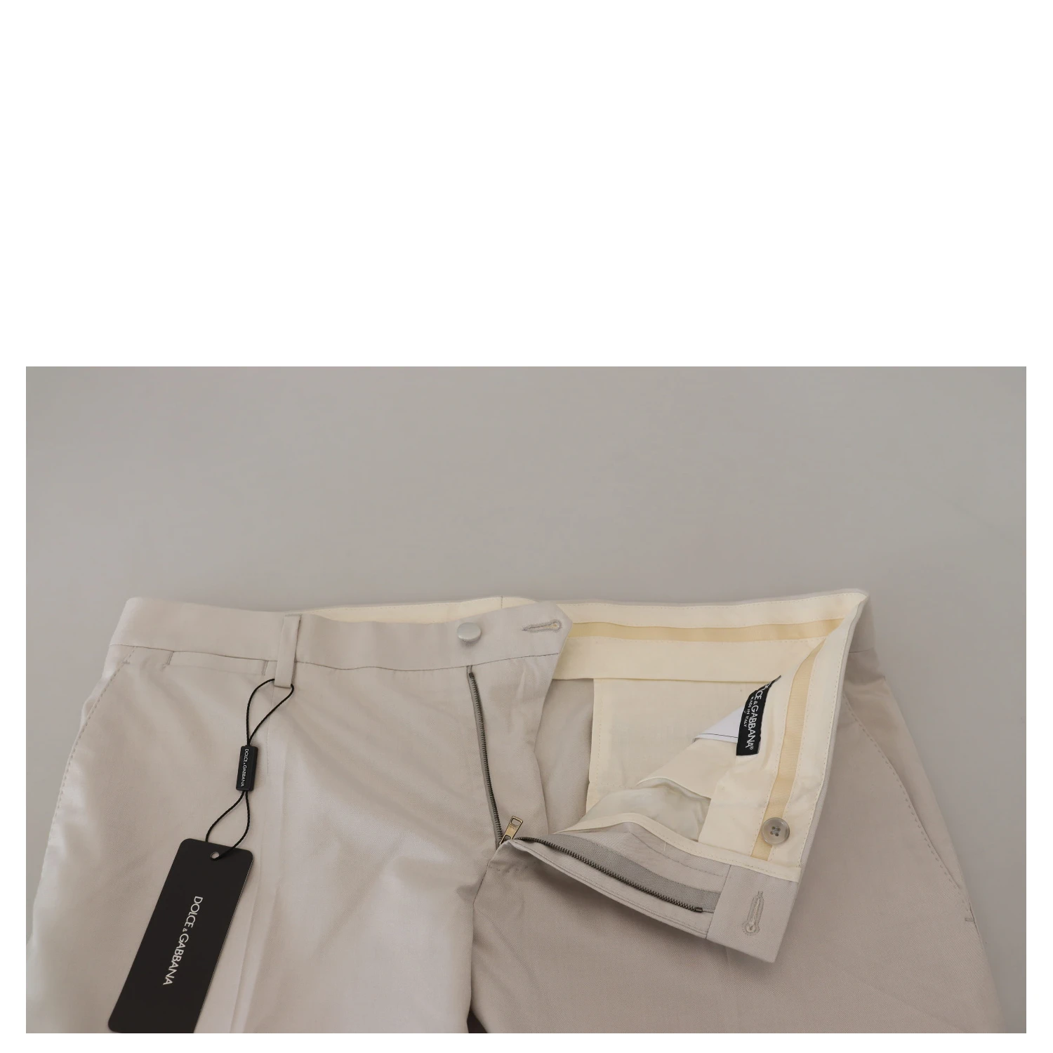 Off White Silk Mid Waist Chino Pants
