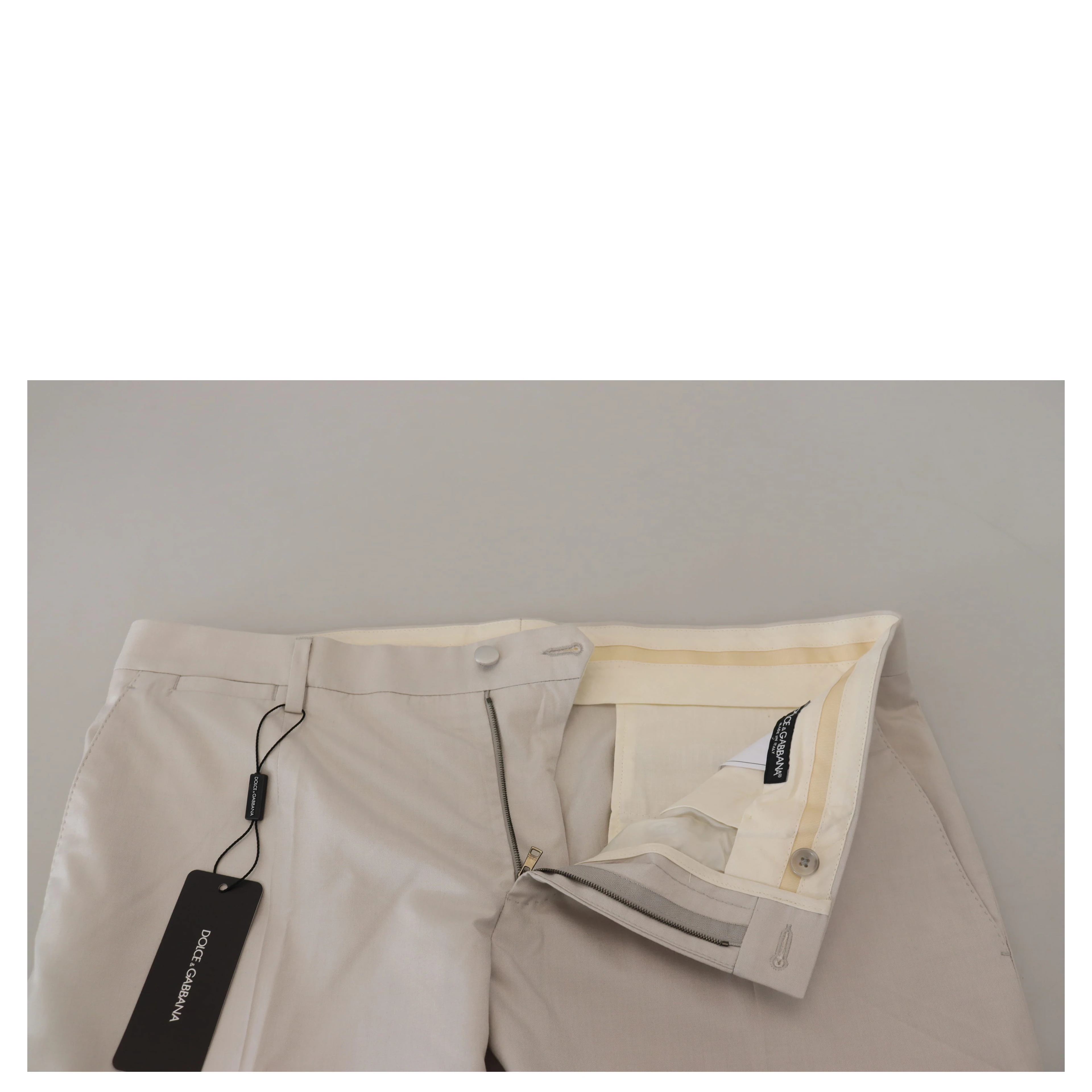Off White Silk Mid Waist Chino Pants