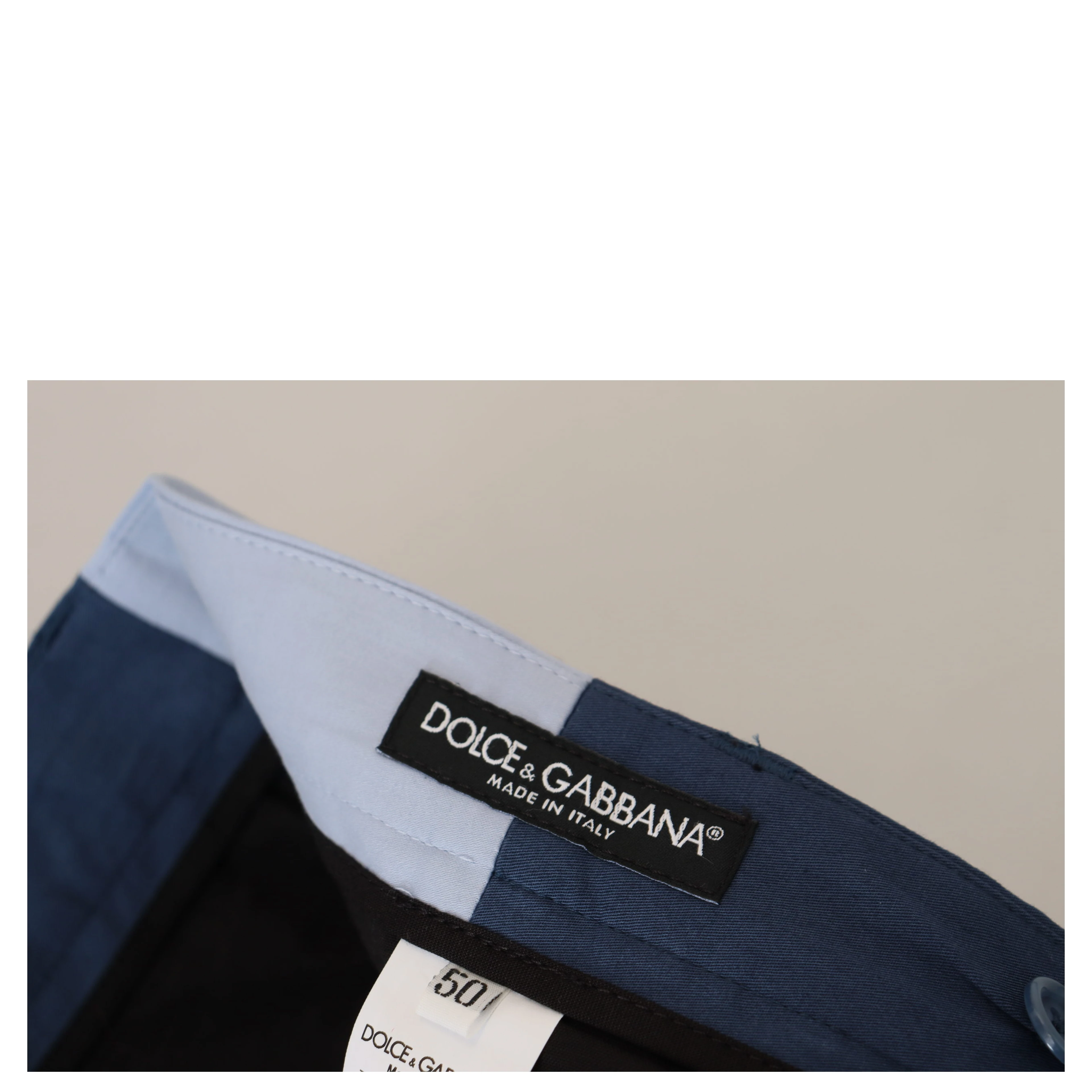 Blue Cotton Straight Fit Pants