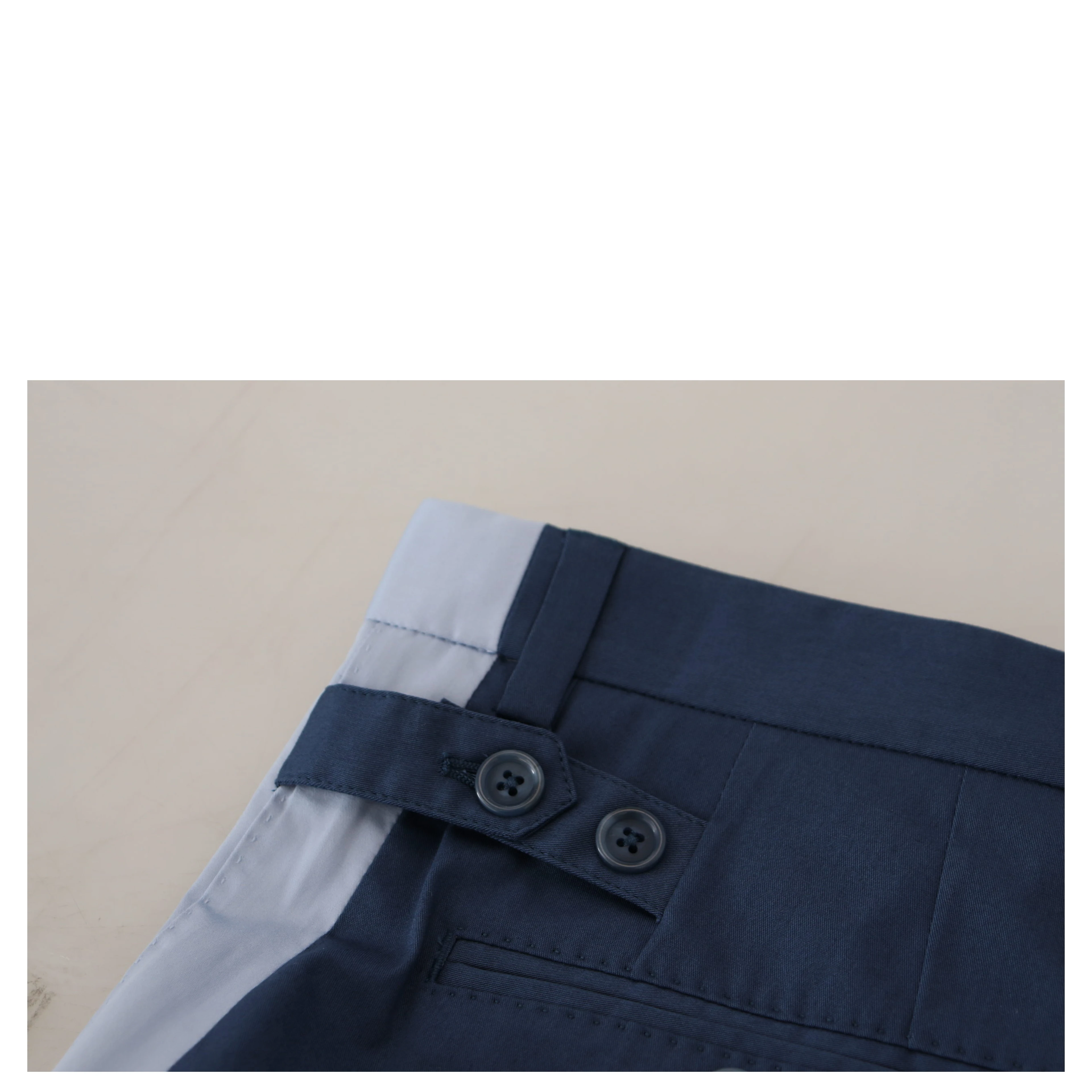 Blue Cotton Straight Fit Pants