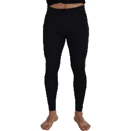 Black Nylon Slim Fit Stretch Pants