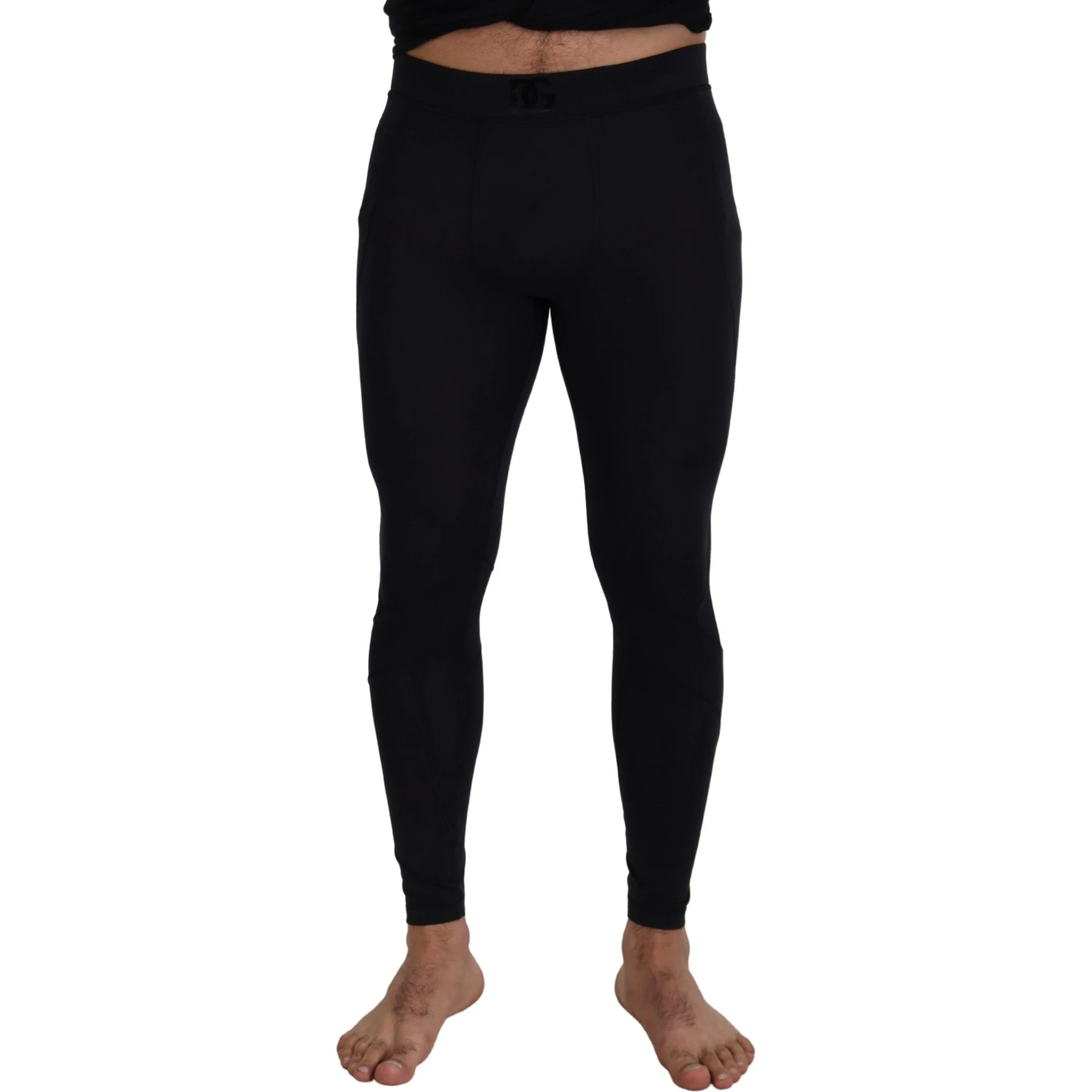 Black Nylon Slim Fit Stretch Pants