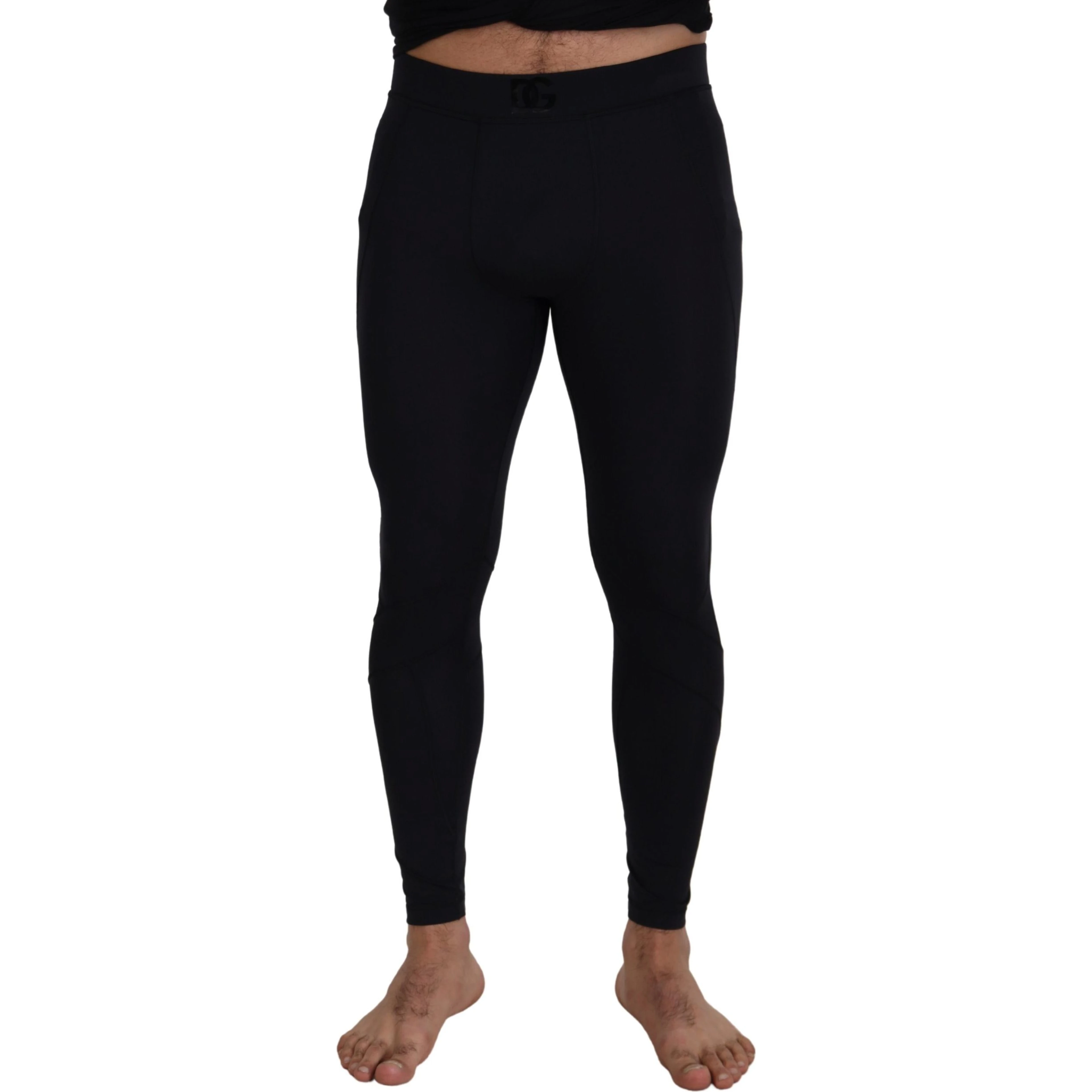 Black Nylon Slim Fit Stretch Pants