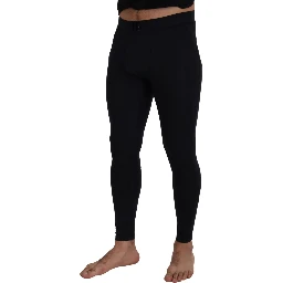 Black Nylon Slim Fit Stretch Pants