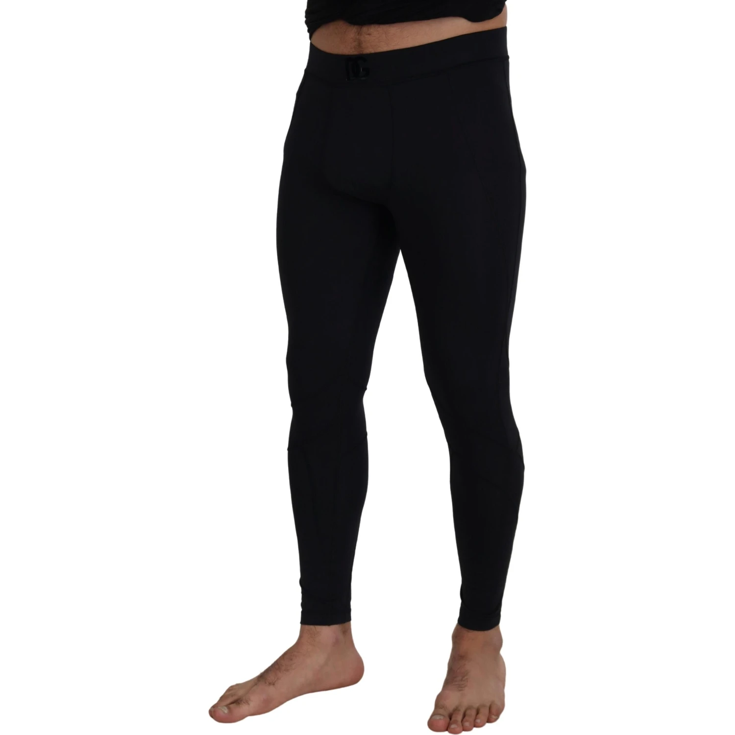 Black Nylon Slim Fit Stretch Pants