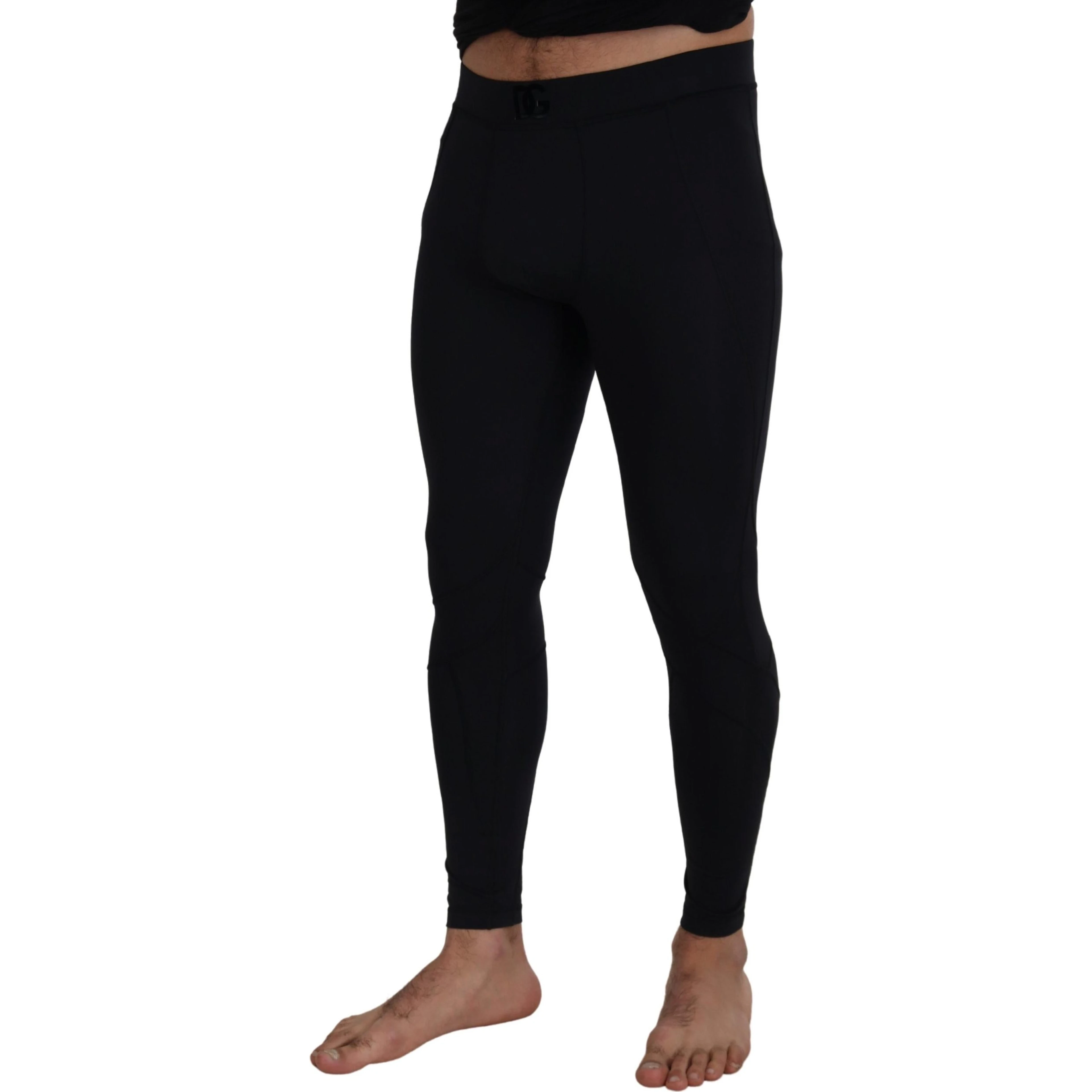 Black Nylon Slim Fit Stretch Pants