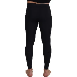 Black Nylon Slim Fit Stretch Pants